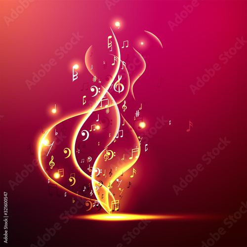 Music background abstract music notes and musical key. Fun concept.