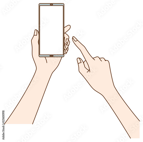 スマホを持つ女性の手元