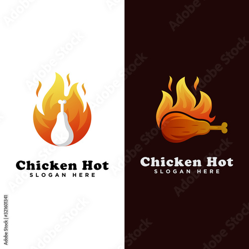 chicken hot food logo, grilled chicken logo, chicken roast logo template