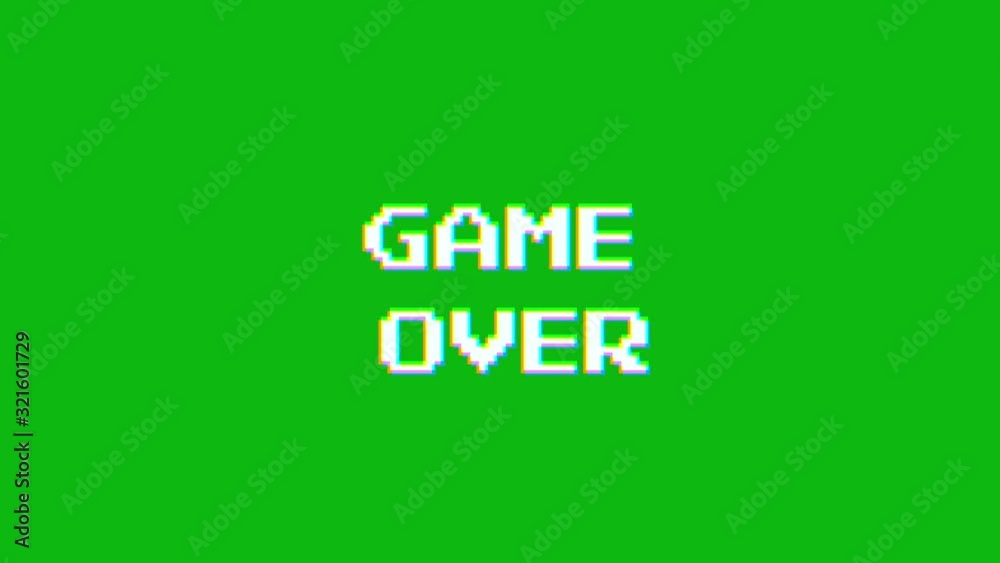Animated word of Game Over on glitch screen Animated word of Game Over on glitch screen