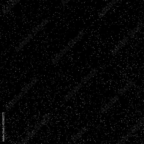 Outer space, starry dark sky, black and white texture. Chaotic point spraying. Vector