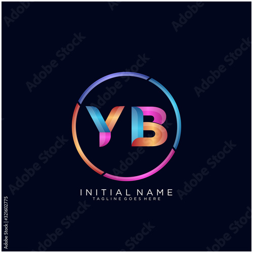 Free Download Initial letter YB curve rounded logo, gradient vibrant colorful glossy colors on black background - GFXLoad