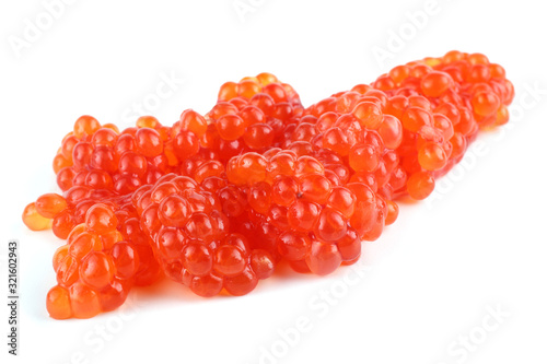 Red caviar isolated on white