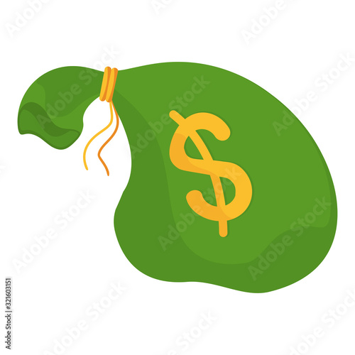 Tied up a green bank bag