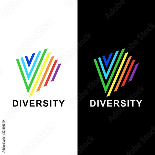 Colorful Success Abstract Logo Design. Letter V Logo Design