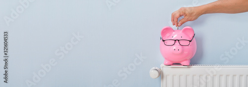 Man Inserting Coin In Piggy Bank