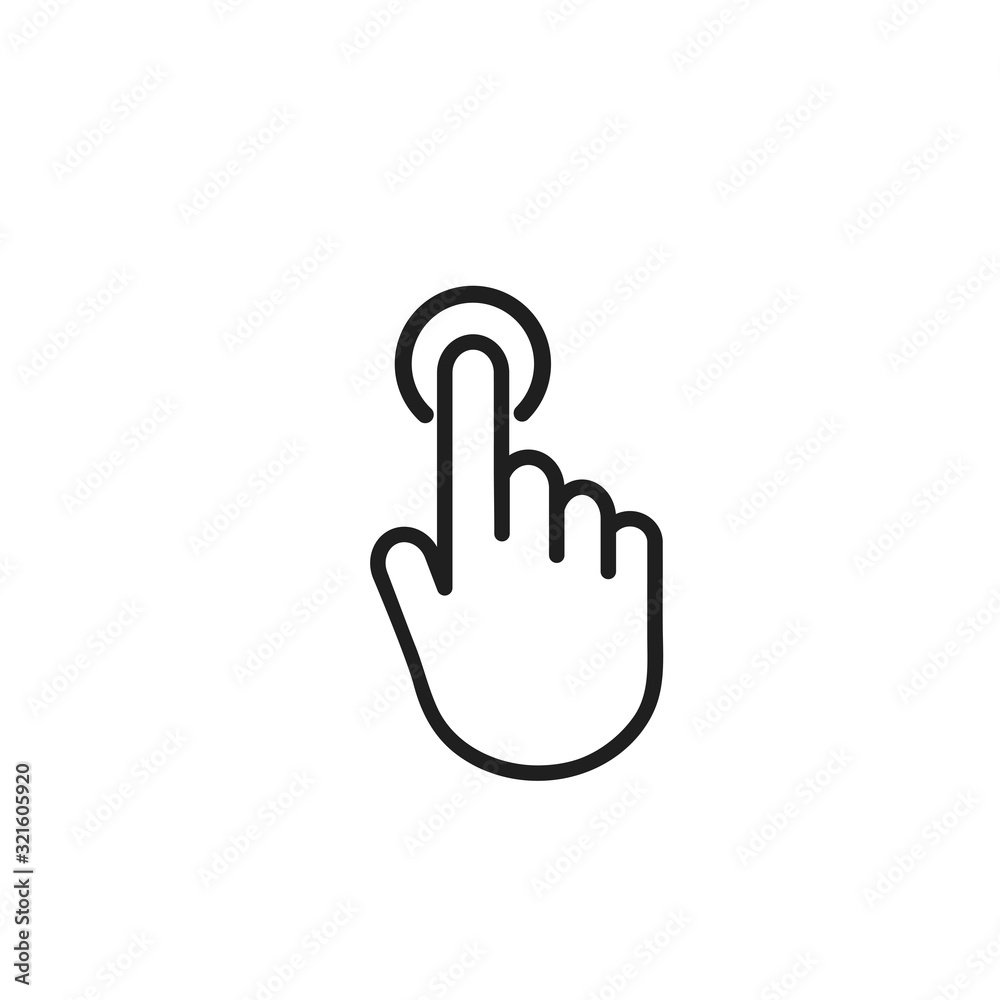 Clicking finger icon, hand pointer on white background vector Clicking finger icon, hand pointer on white background vector