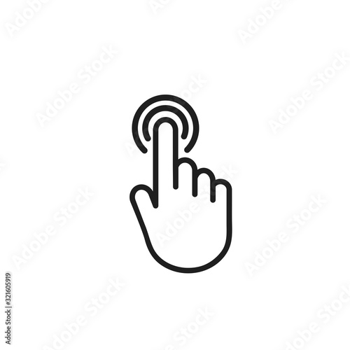 Clicking finger icon, hand pointer on white background vector