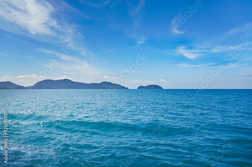 seascape in blue ocean and beautiful blue sky