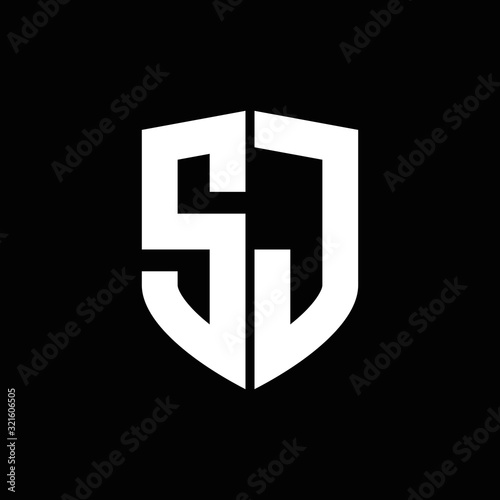 SJ logo monogram with shield shape design template