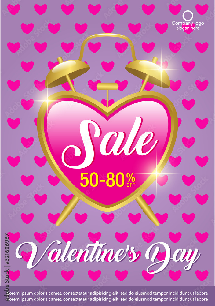 Valentine's Day sale background,Love Festival sale banner.Vector Illustration