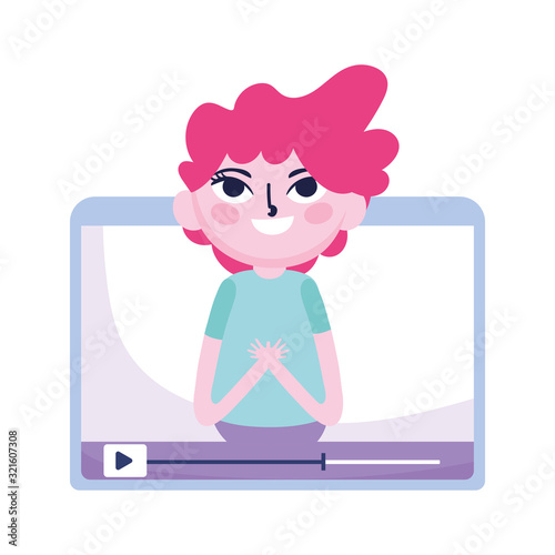 teen boy in screen video blogger social media