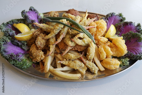 Seafood platter with garnish