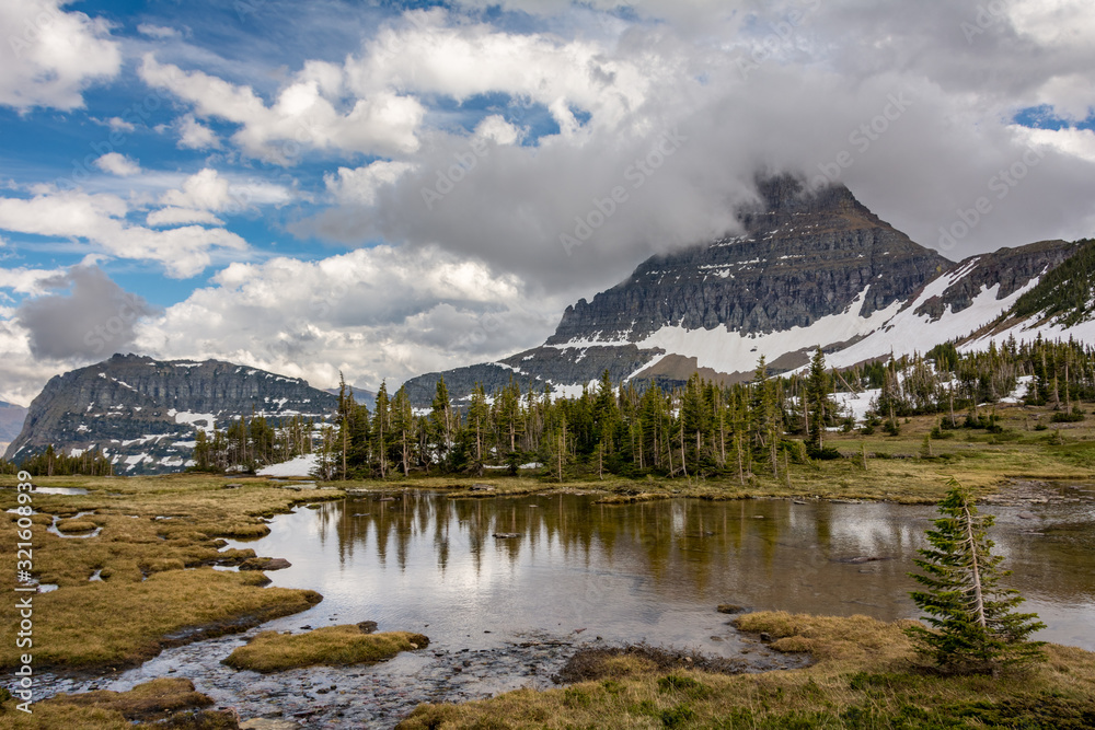 Reynolds Mountain is situated along the Continental Divide and is easily seen from Logan Pass, Glacier National Park, Montana U.S.