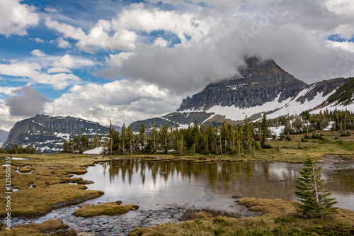 Reynolds Mountain is situated along the Continental Divide and is easily seen from Logan Pass, Glacier National Park, Montana U.S.