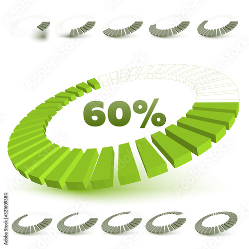 Set of Different arrow circles isolated on the white.Charts, diagrams with 2, 3, 4, 5, 6, 7, 8, 9, 10 steps, parts