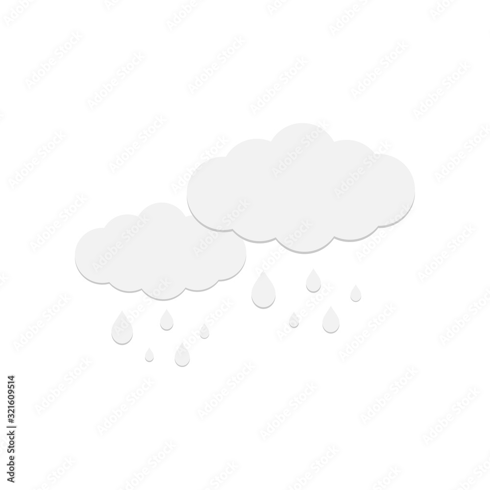 Rainy icons, sky filled with cartoon clouds and lightning. icon-vector