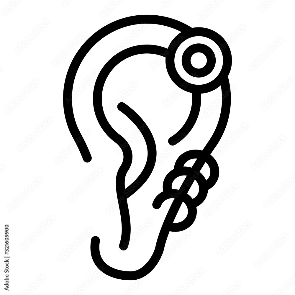 Steel ear piercing icon. Outline steel ear piercing vector icon for web design isolated on white background Steel ear piercing icon. Outline steel ear piercing vector icon for web design isolated on white background