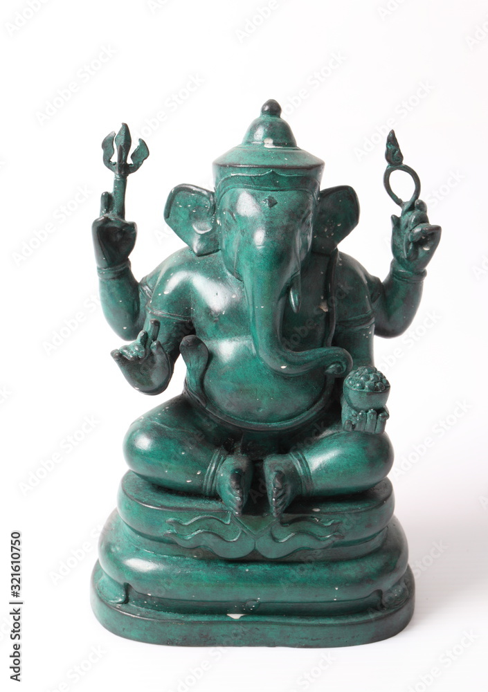 Closeup Hindu God Ganesh over a white background Closeup Hindu God Ganesh over a white background