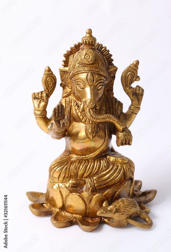 God Ganesh over a white background