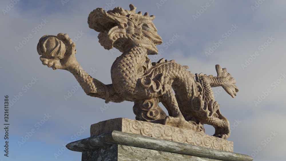 dragon statue in chinese garden