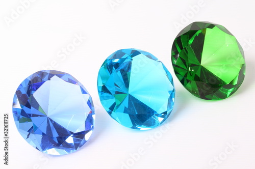 Blue and green diamond on white background