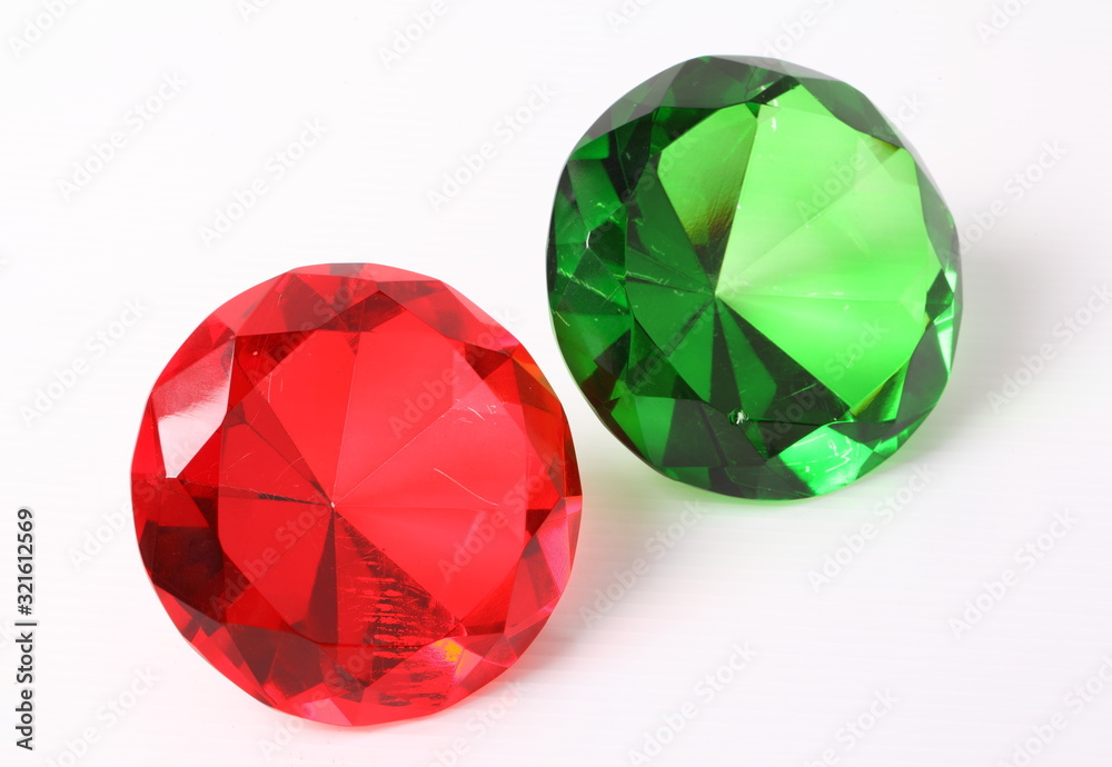 Green and red diamond on white background Green and red diamond on white background