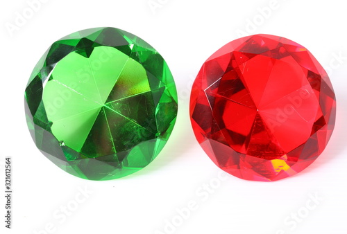 Green and red diamond on white background
