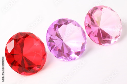  Red, purple and pink diamond on white background