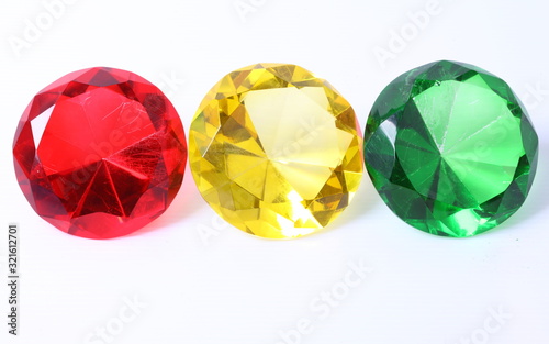 Green, yellow and red diamond on white background