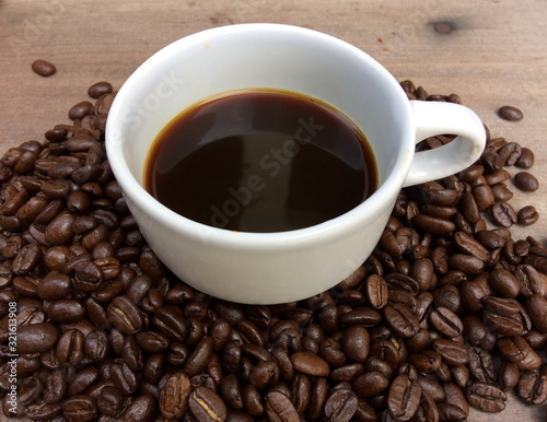 coffee beans on wooden background