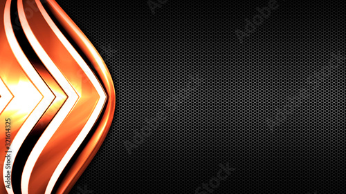 red orange and black shiny metal background and mesh texture.