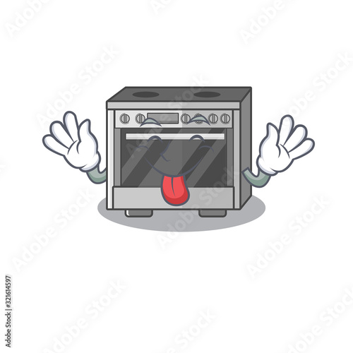 Funny kitchen stove mascot design with Tongue out