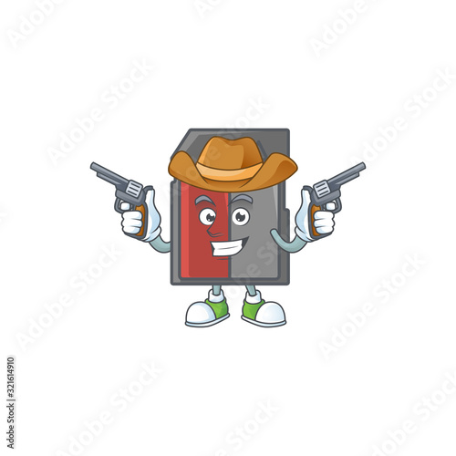 The brave of memory card Cowboy cartoon character holding guns