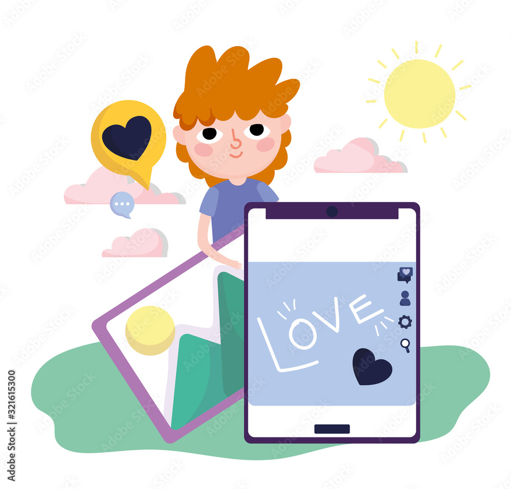 young boy smartphone picture love social media young boy smartphone picture love social media