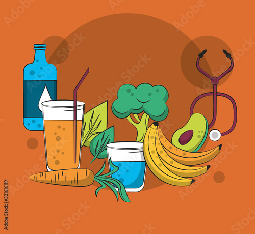 healthy life style set icons photo