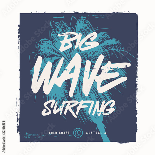 Vector graphic t-shirt design, poster, print on the theme of surfing