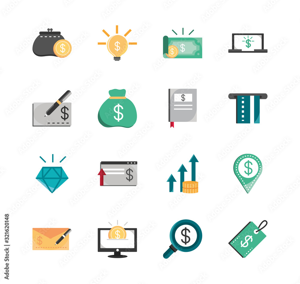 finance money business economy icons set
