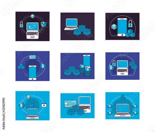 bundle of crypto currency set icons