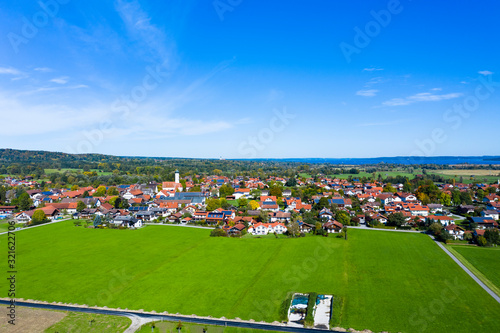 Large parabolic antennas of the earth station Raisting, Bavaria, Germany, photo