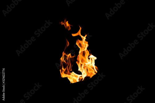 Black background burning fire
