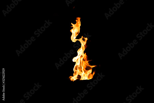 Black background burning fire
