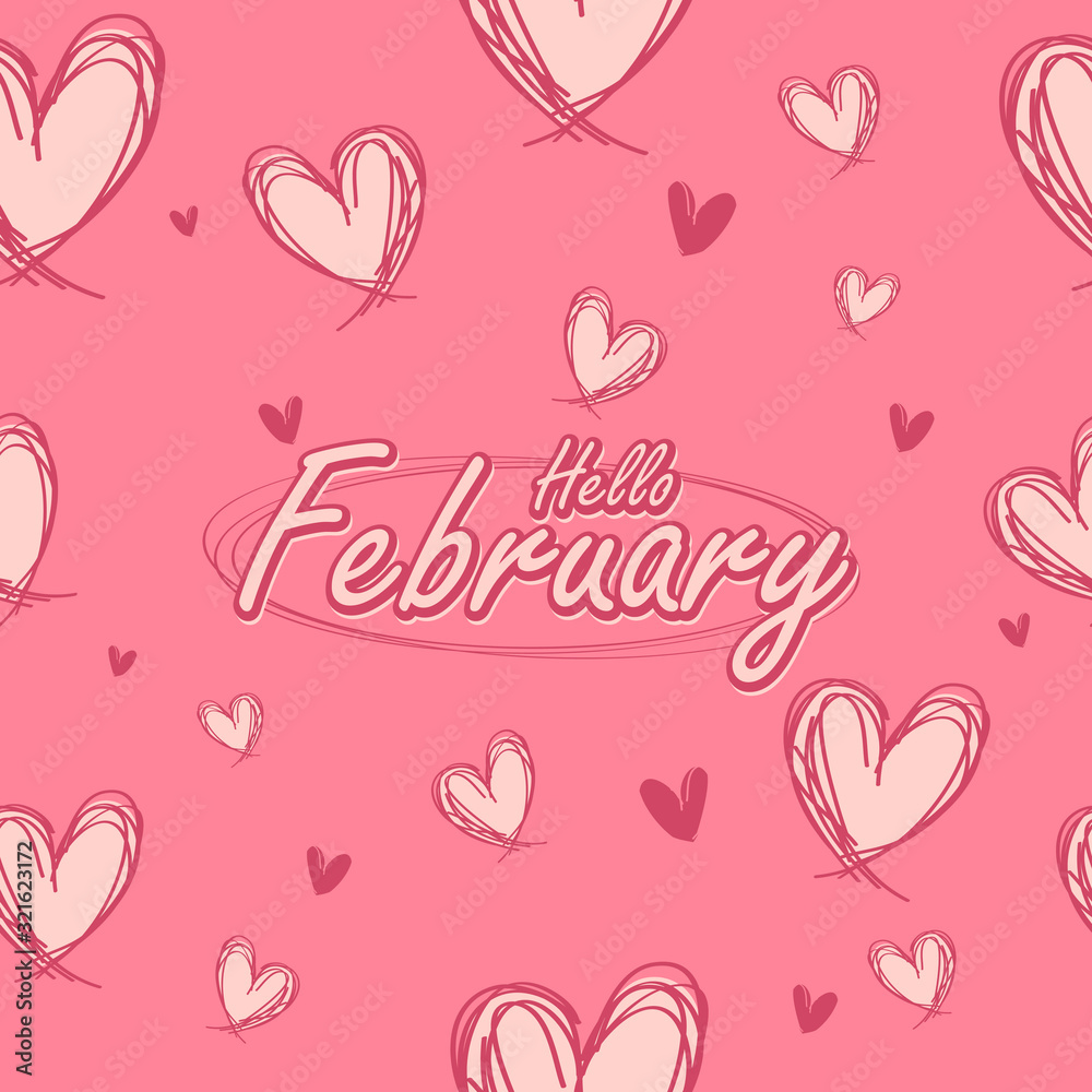 a vector illustration of hello february background pattern