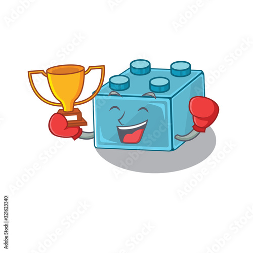 fantastic Boxing winner of Bricks brick toys in mascot cartoon design