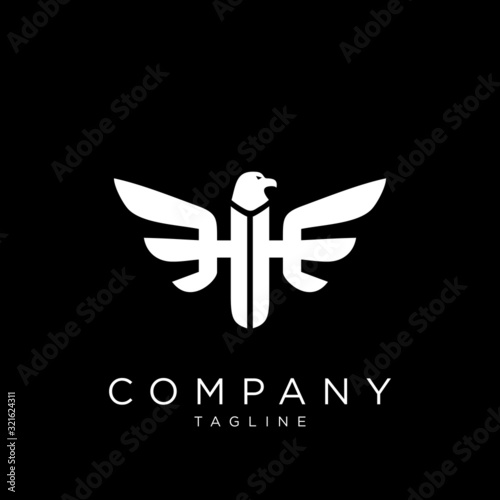 hh eagle logo design vector