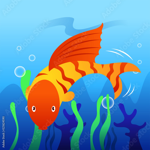 a vector illustration of fish in the ocean