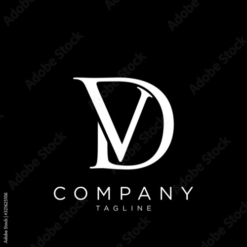 vd or dv logo design vector