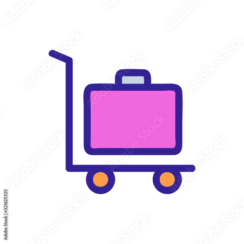 Luggage trolley icon vector. Thin line sign. Isolated contour symbol illustration