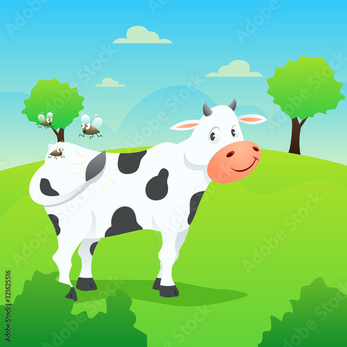 a vector illustration of vector illustration of the cows drive out fleas
