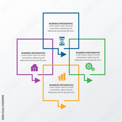 Infographic business concept design with icons and options or steps. Thin line vector. Can be used for flow charts, presentations, web sites, banners, printed materials. EPS 10 © Vectosome